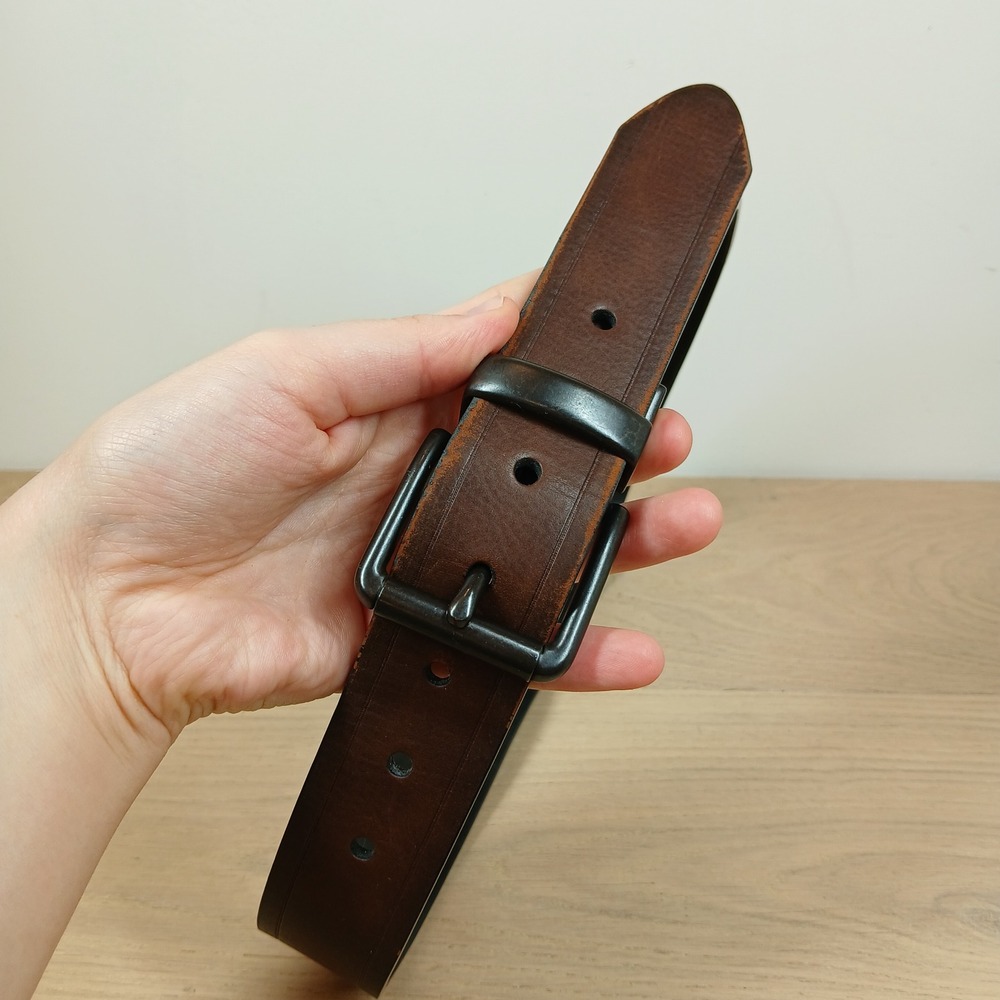 Levi's Reversible Belt Mens Small 30-32 Brown Leather Gunmetal Buckle 11LV120Z09